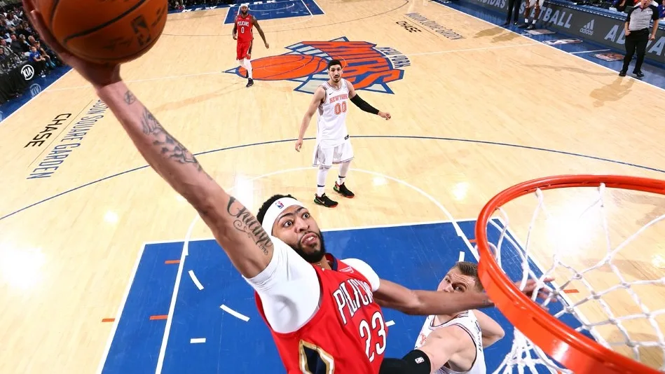 Anthony Davis arrasa e Pelicans bate Knicks fora na NBA