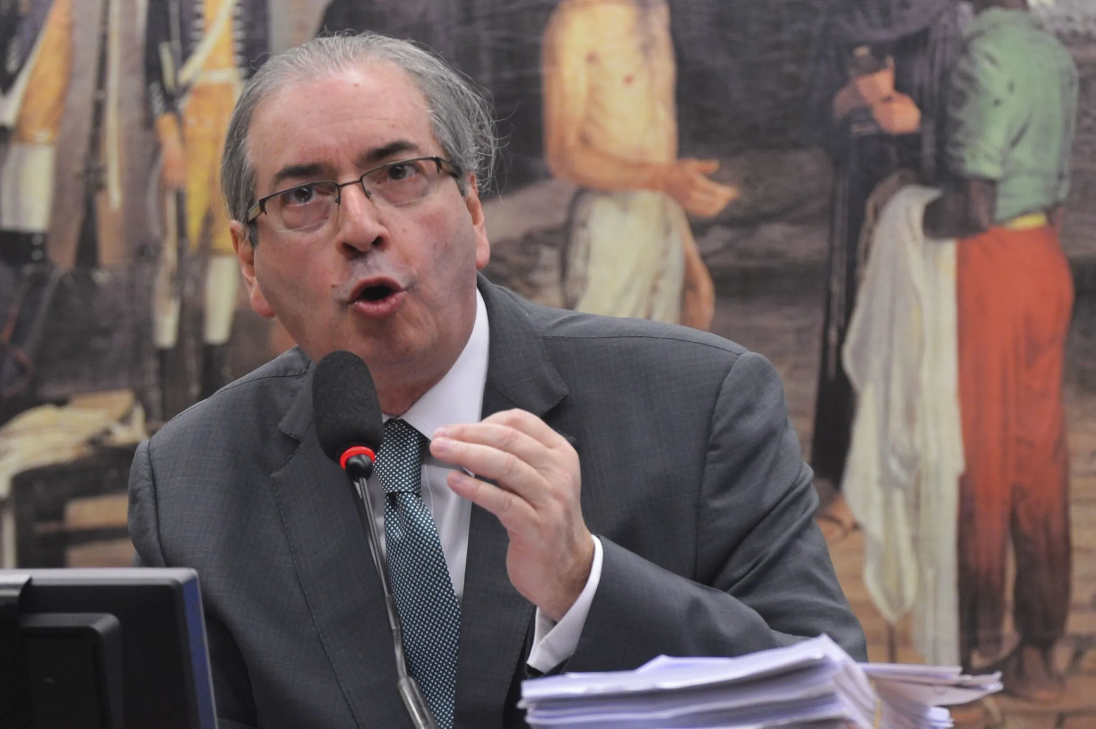 Brasília – O deputado Eduardo Cunha durante reunião da Comissão de Constituição e Justiça da Câmara que tenta votar o parecer do deputado Ronaldo Fonseca sobre o seu pedido para anular decisão do Conselho de Ética sobre sua cassação (Antonio Cruz/Agência Brasil)