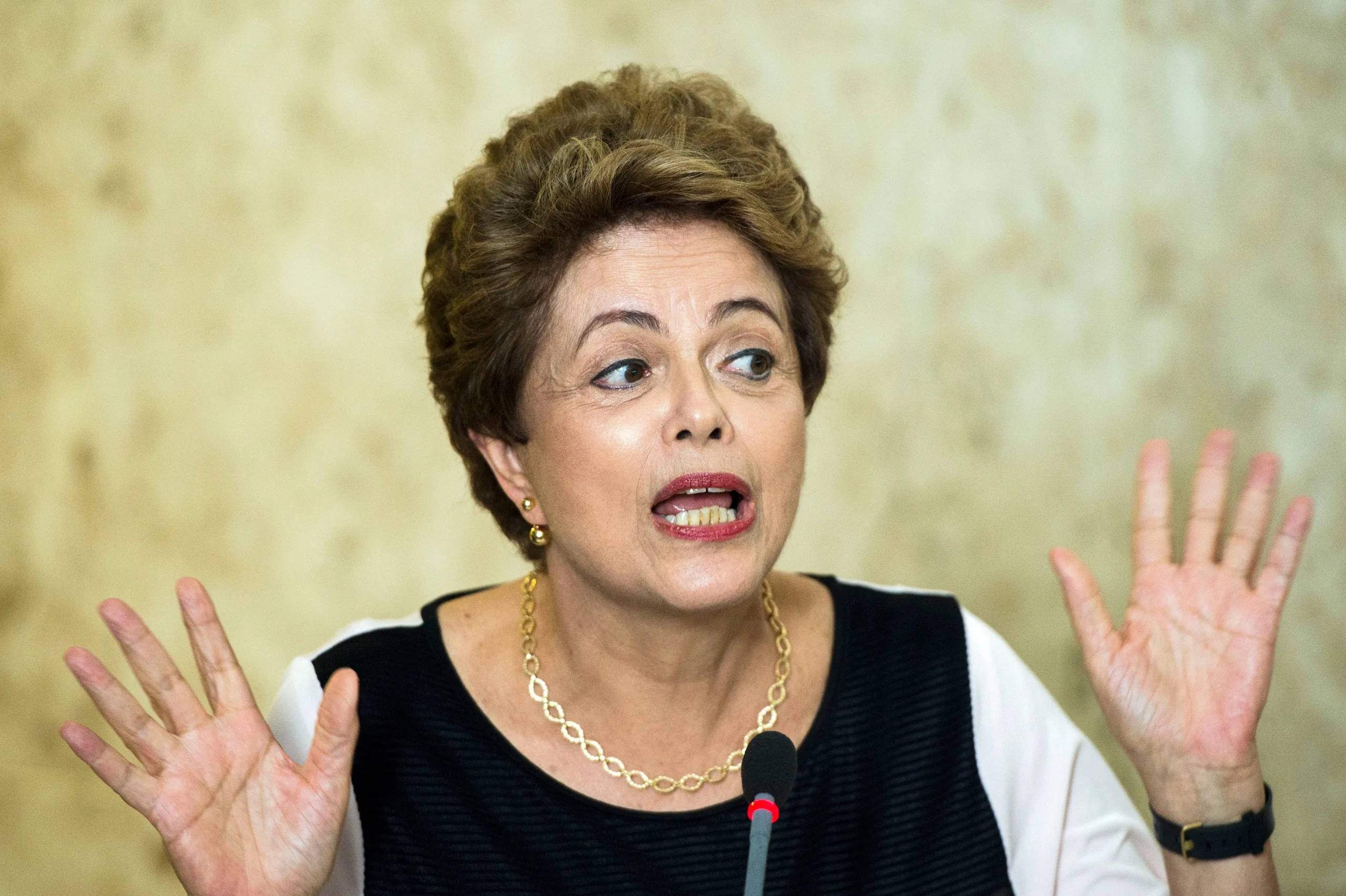 Brasília – Presidenta Dilma Rousseff concede entrevista coletiva após reunião com juristas em ato para denunciar a falta de base jurídica do pedido de abertura do processo de impeachment (Marcelo Camargo/Agência Brasil)