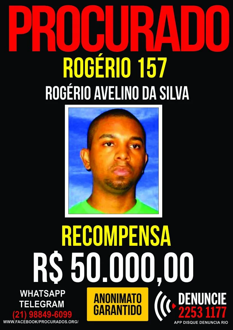 Disque Denúncia sobe recompensa por Rogério 157