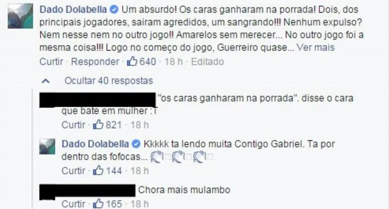 Dado Dolabella perde a linha com vascaínos nas redes sociais