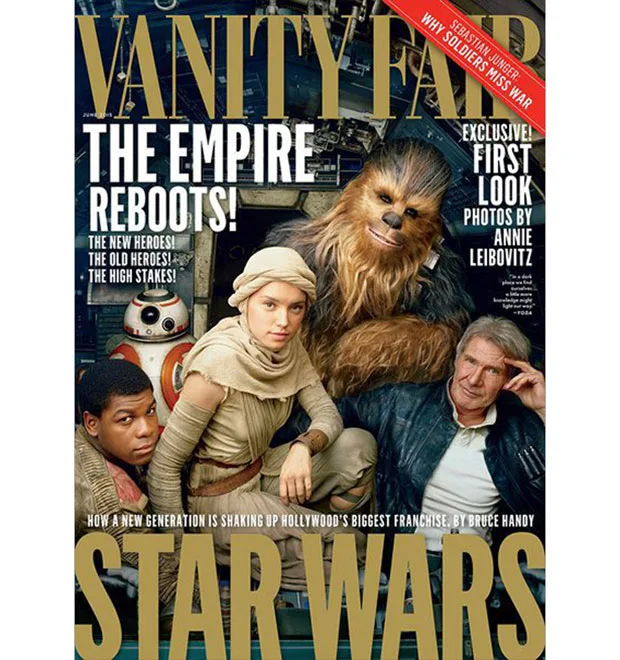 Harrison Ford e Chewbacca, de Star Wars, posam na capa da Vanity Fair