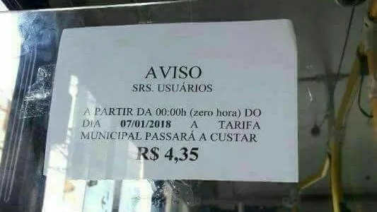 Imagem que circula nas redes sociais com passagem de ônibus a mais de R$ 4 não é no ES