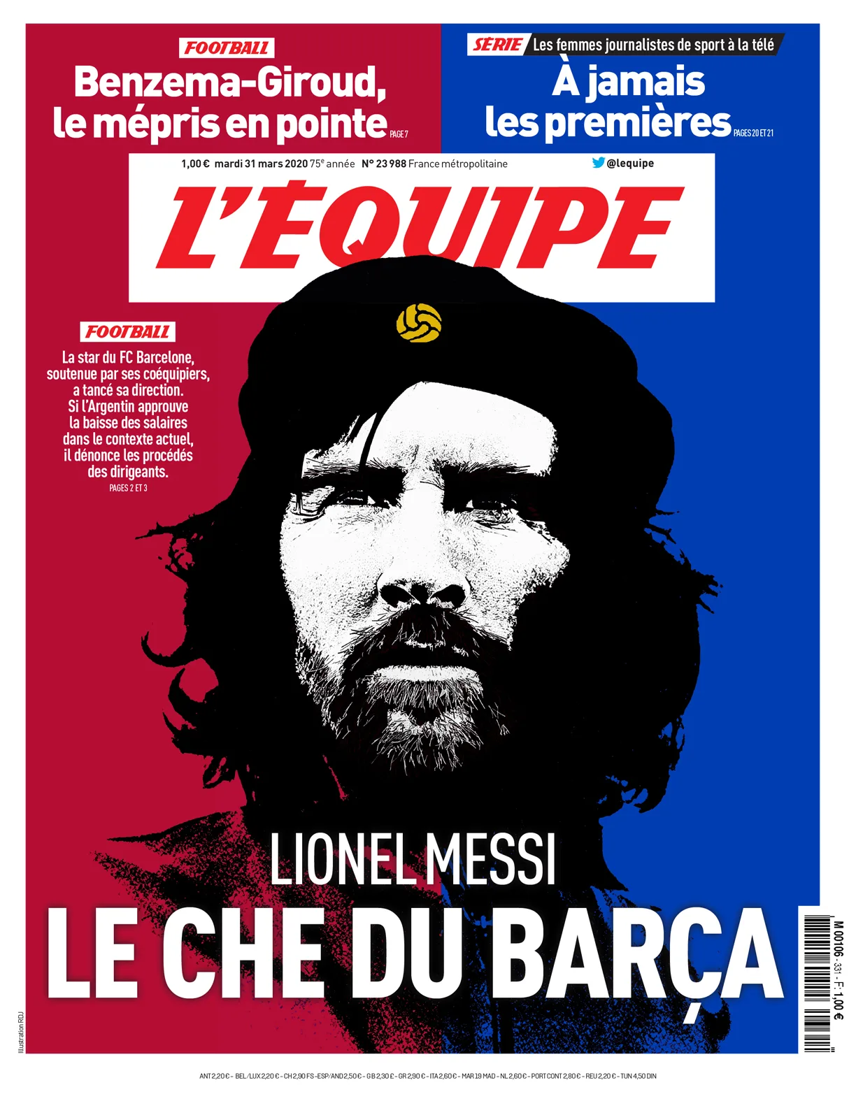 Messi vira Che Guevara em capa de jornal francês