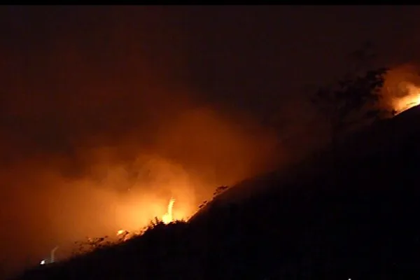 Incêndio atinge vegetação no Vale do Mulembá, em Vitória