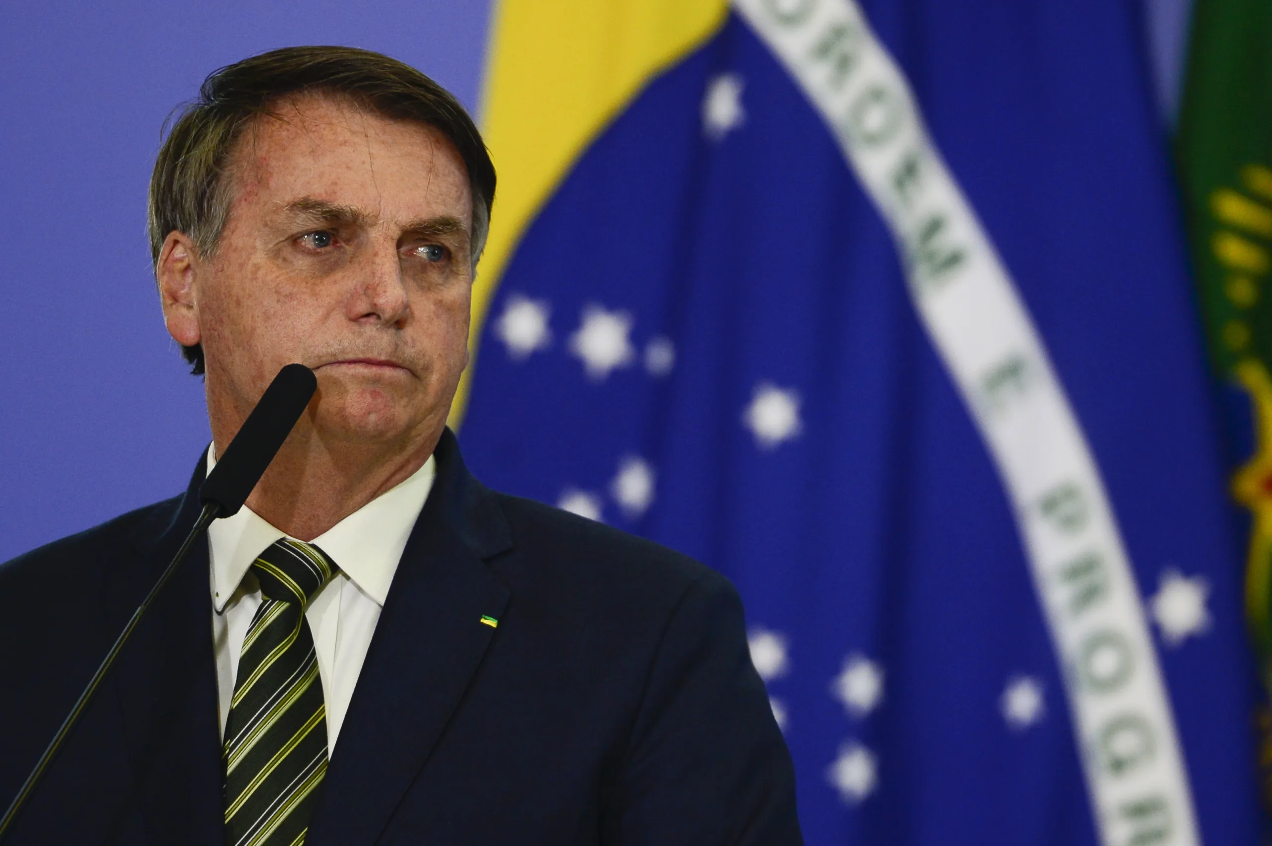 O presidente da República, Jair Bolsonaro, durante a solenidade de posse dos ministros da Justiça e Segurança Pública; e da Advocacia-Geral da União no Palácio do Planalto