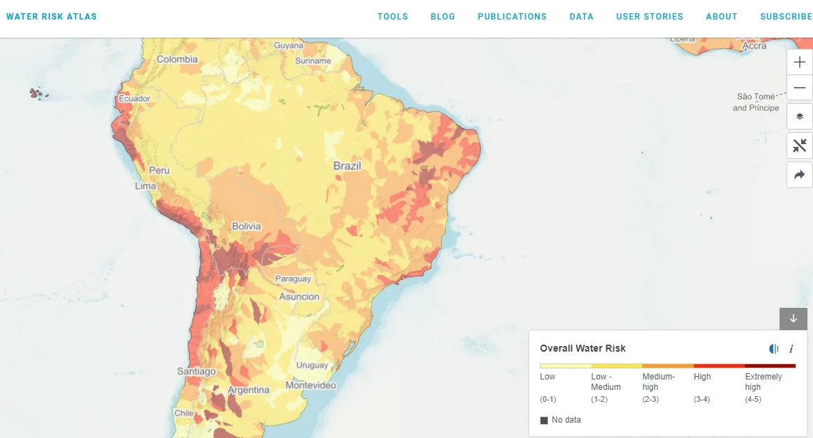 Brasil aparece em 116º lugar no ranking de países com maior risco de faltar água