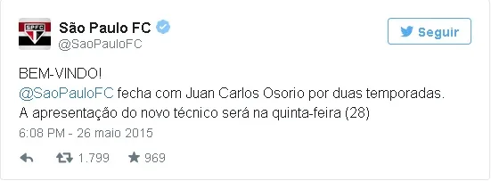 São Paulo fecha a contratação do técnico Juan Carlos Osório