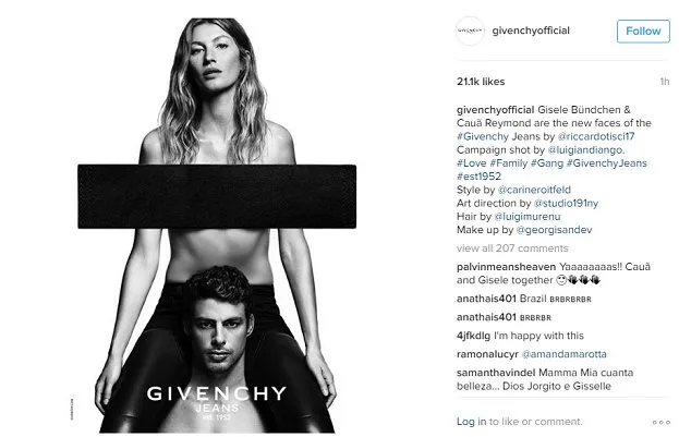 Gisele Bündchen  posa com Cauã Reymond em nova campanha de jeans