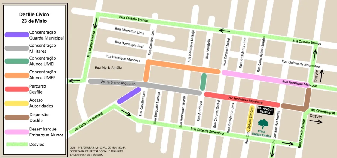 Atenção, motoristas! Vias de Vila Velha estão interditadas para desfile cívico