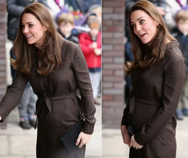 Kate Middleton exibe barrigão no oitavo mês de gravidez