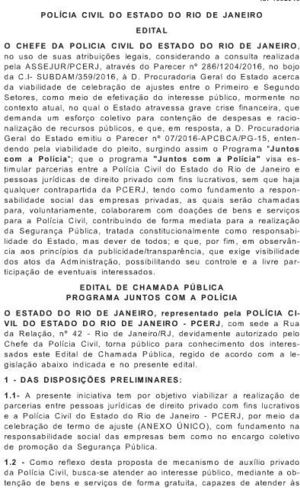 Polícia Civil do Rio de Janeiro pede ajuda de empresas para enfrentar crise