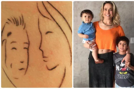 Fernanda Gentil homenageia filho e afilhado com tatuagem