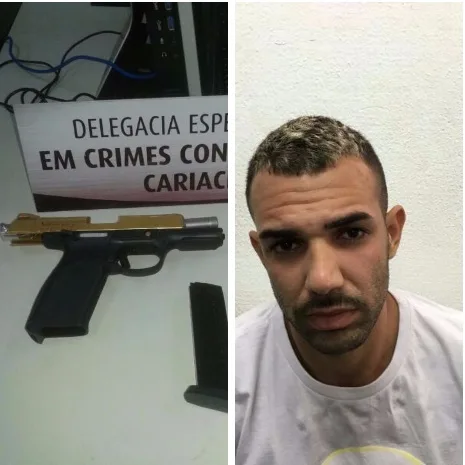 Policiais apreendem arma banhada a ouro fabricada nos EUA em Cariacica