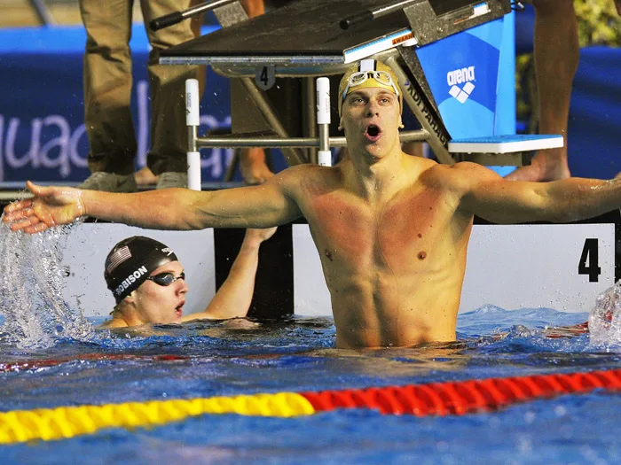 21/10/2011 – Guadalajara, México – XVI Jogos Pan-americanos – Natação – Na foto, o atleta César Cielo comemorando após a prova de revezamento 4 X 100, realizada no Parque Aquático Scotiabank, na qual conquistou a medalha de ouro.