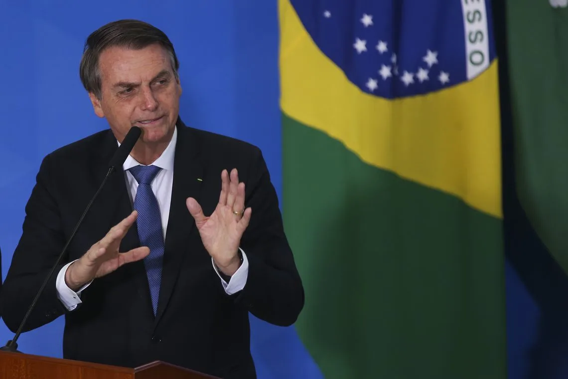 O Presidente Jair Bolsonaro durante o Lançamento do Programa Nacional das Escolas Cívico-Militares – PECIM.