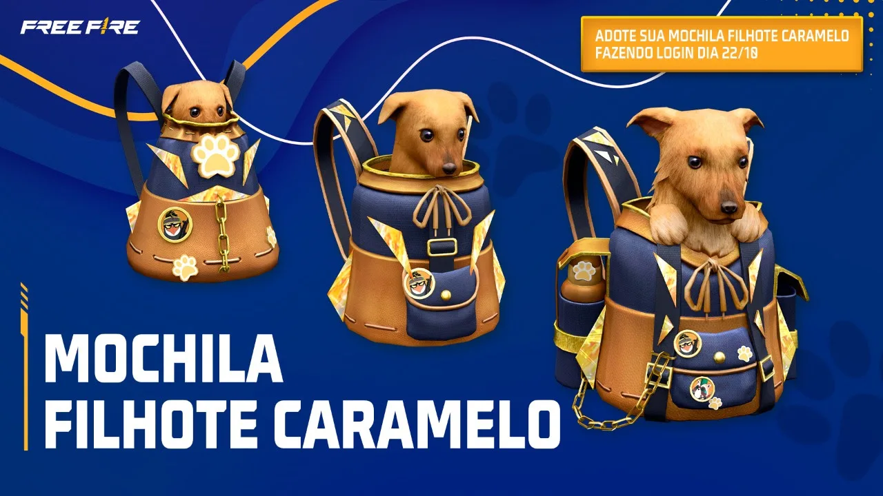 Em forma de mochila, “Cachorro Caramelo” chega ao Free Fire