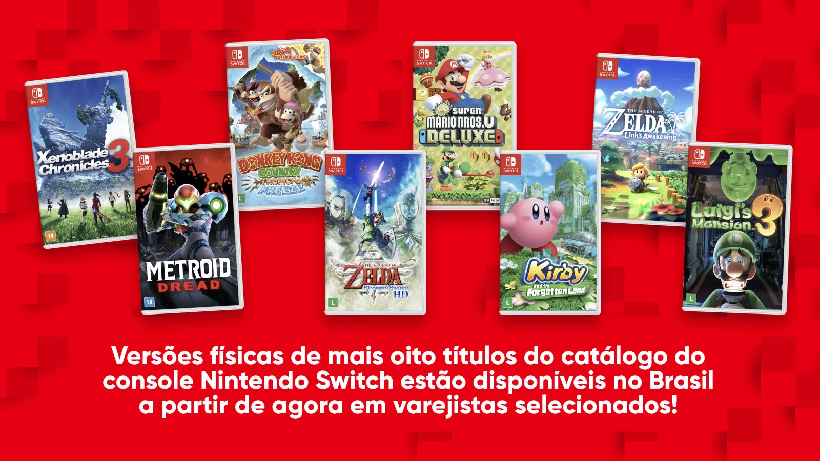 Nintendo anuncia chegada de mais 8 jogos físicos para venda no Brasil