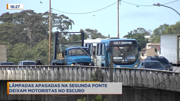 Lâmpadas apagadas na segunda ponte deixam motoristas no escuro