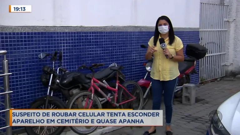 Suspeito tenta esconder celular roubado e quase apanha em cemitério