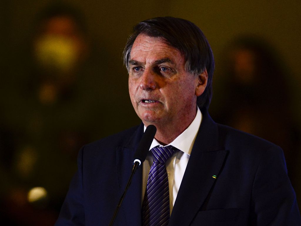 O presidente Jair Bolsonaro durante a posse do novo diretor-geral brasileiro da Itaipu Binacional, almirante Anatalício Risden Junior, no Palácio Itamaraty.