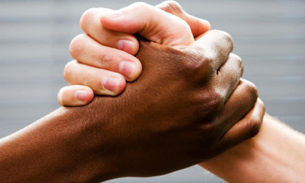 Black-white arm wrestling