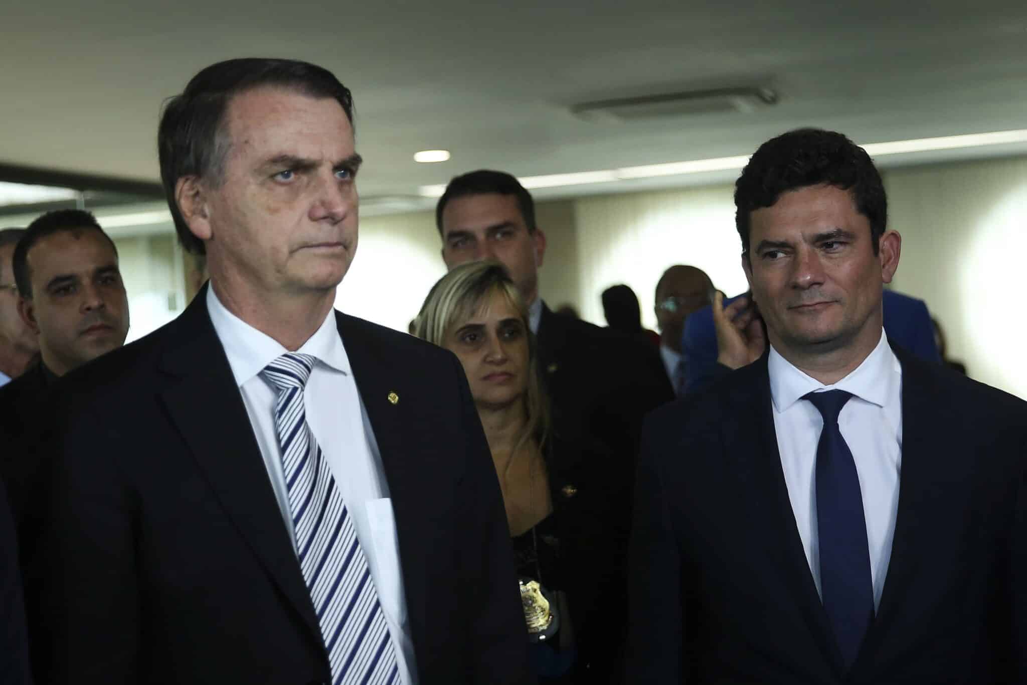 O presidente eleito Jair Bolsonaro e o futuro ministro da Justiça, Sérgio Moro, durante visita ao Superior Tribunal de Justiça (STJ).Foto José Cruz/Agência Brasil