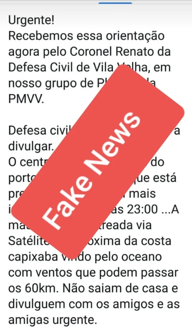 Vila Velha faz esclarecimento sobre falso alerta de tempestades que circula nas redes