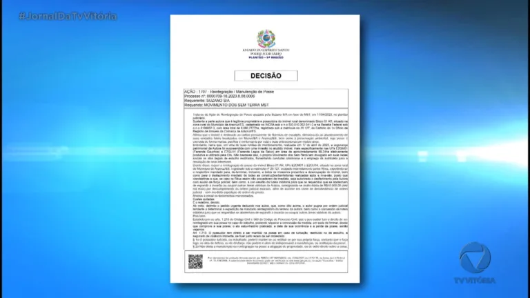 Justiça determina desocupação de terras ocupadas pelo MST em Aracruz