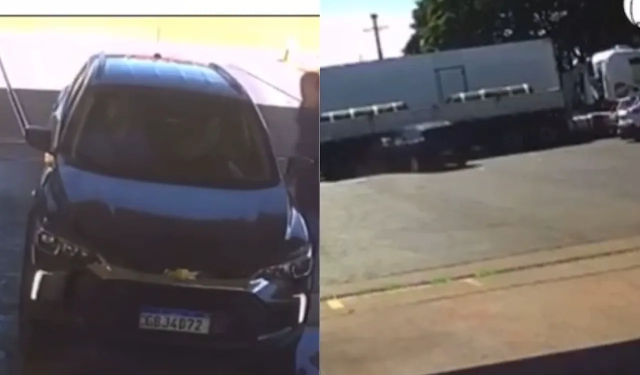 VÍDEO | Casal de idosos morre em posto de combustível após bater carro em caminhão