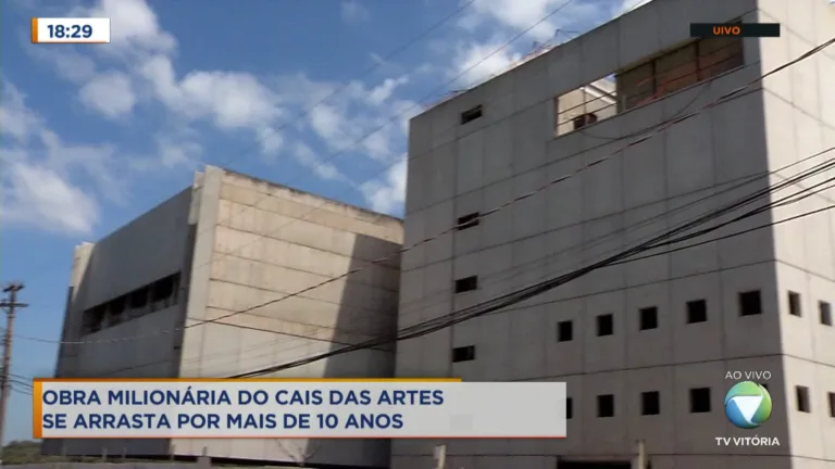 Obra milionária do Cais das Artes se arrasta por mais de dez anos