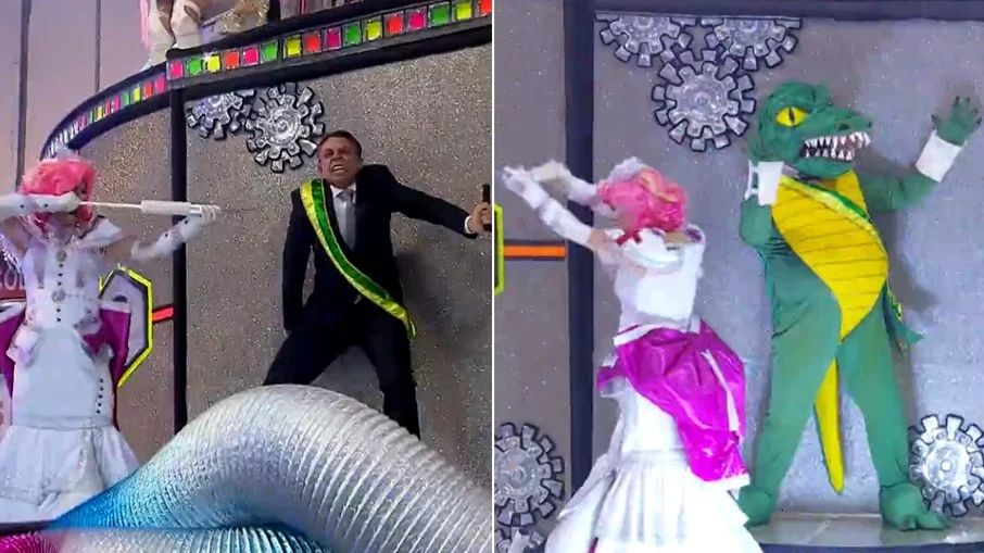 Bolsonaro debocha de 'presidente jacaré' apresentado no carnaval de SP