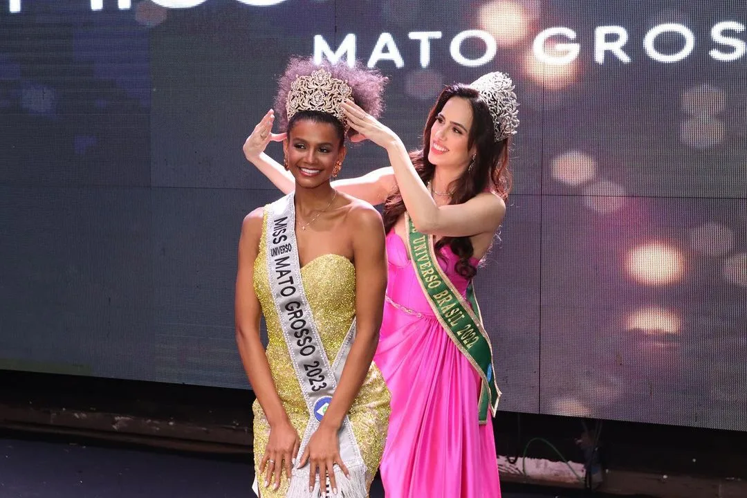 Capixaba Miss Brasil 2023, Mia Mamede coroa Miss MT em evento de luxo. Veja foto e vídeos!