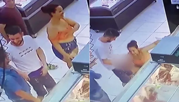 Casal faz sexo oral em fila de açougue e caso viraliza: "Pediu linguiça"