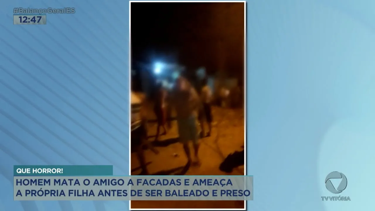 Homem mata amigo a facadas e ameaça a própria filha antes de ser baleado e preso