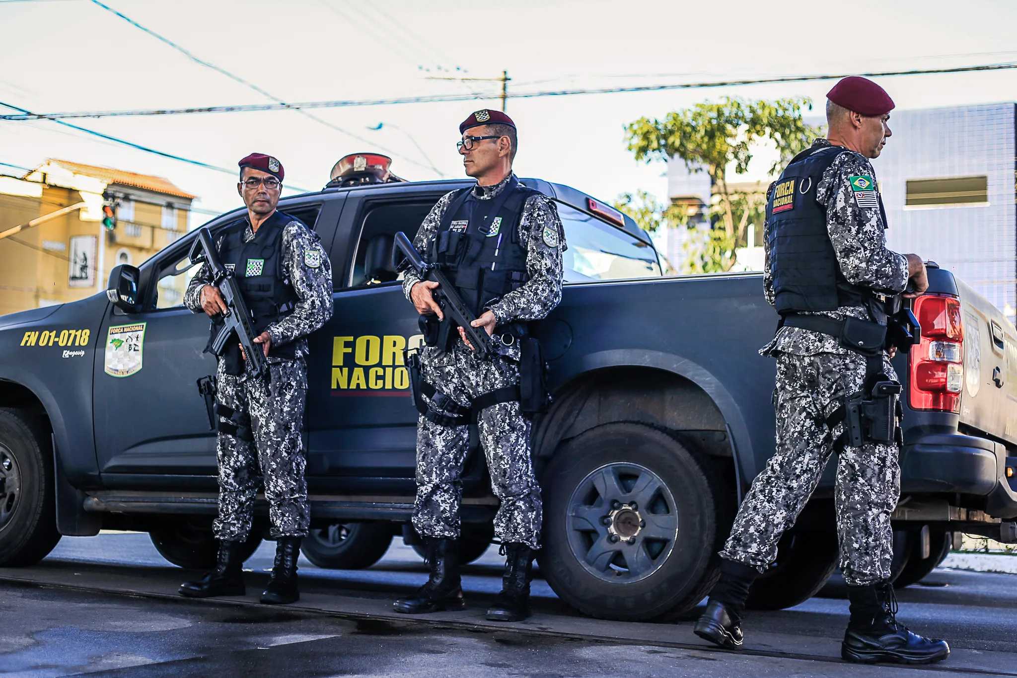 presença da força nacional, vigiando no bairro alvorada em Vila Velha