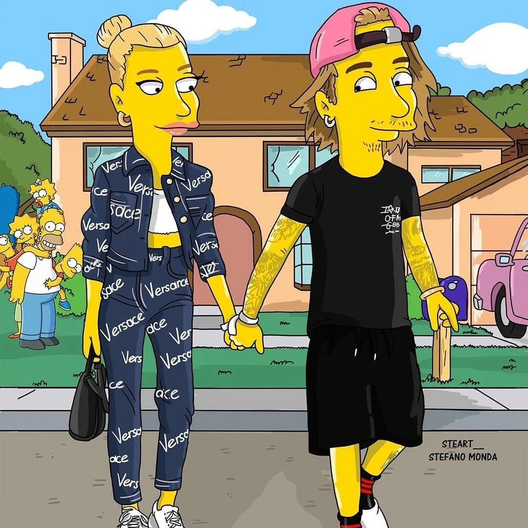 Justin Bieber e Hailey Baldwin viram personagens de 'Os Simpsons'