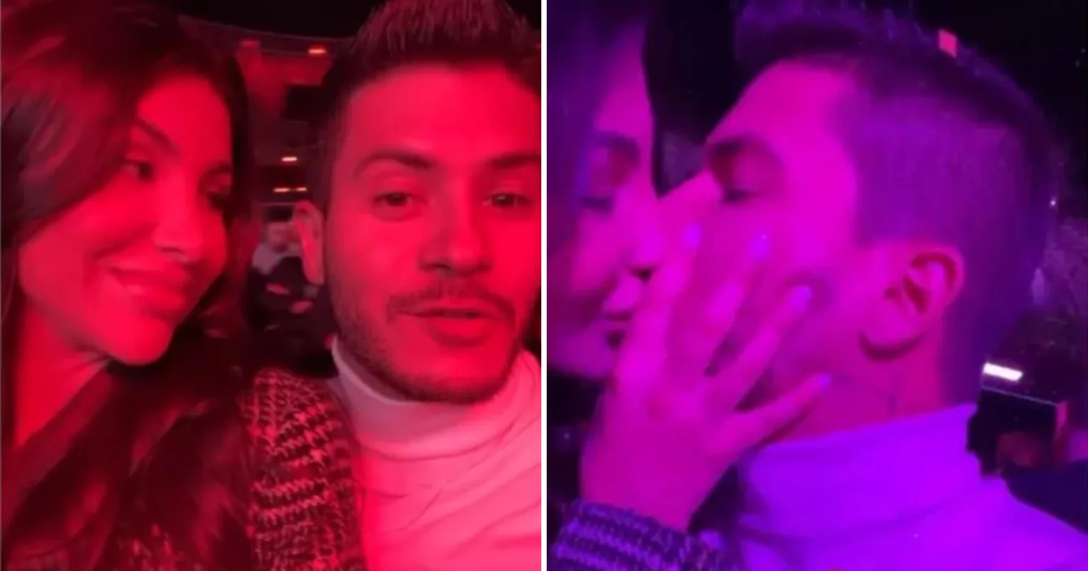 Arthur Aguiar dá beijão e curte show com nova namorada, empresária do ES
