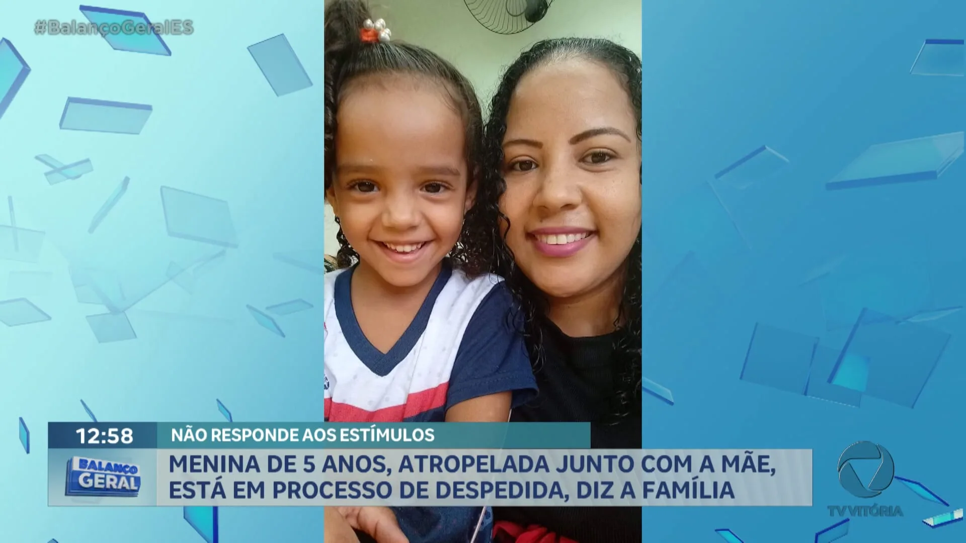 NÃO RESPONDE AOS ESTÍMULOS. MENINA DE 5 ANOS ATROPELADA COM A MÃE ESTÁ EM PROCESSO DE DESPEDIDA.