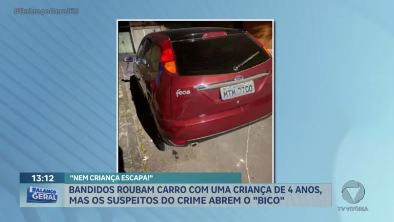 Carro é roubado com criança de 4 anos dentro