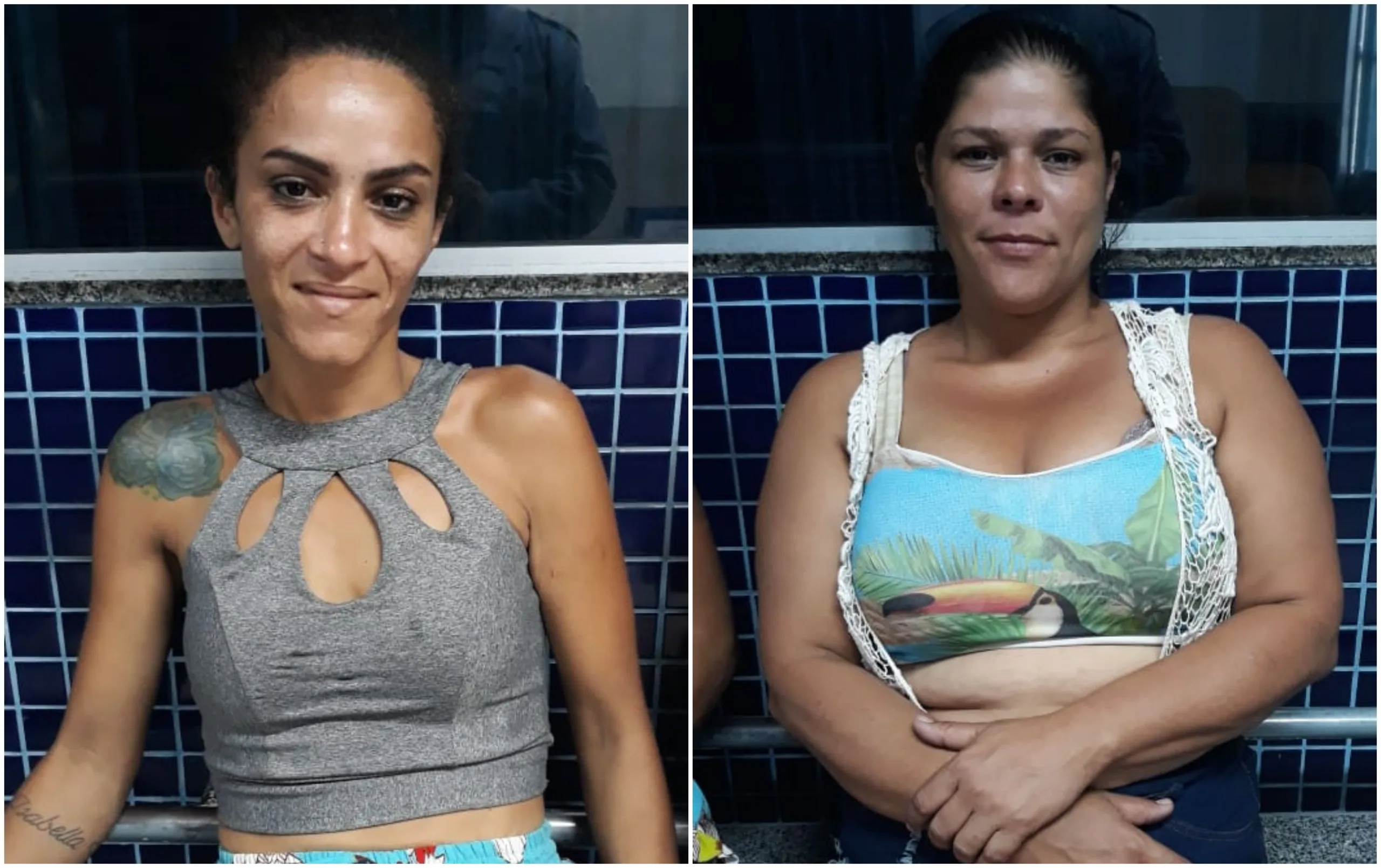 Dupla sorri após ser presa por arrastão em lojas de roupas íntimas em Vila Velha