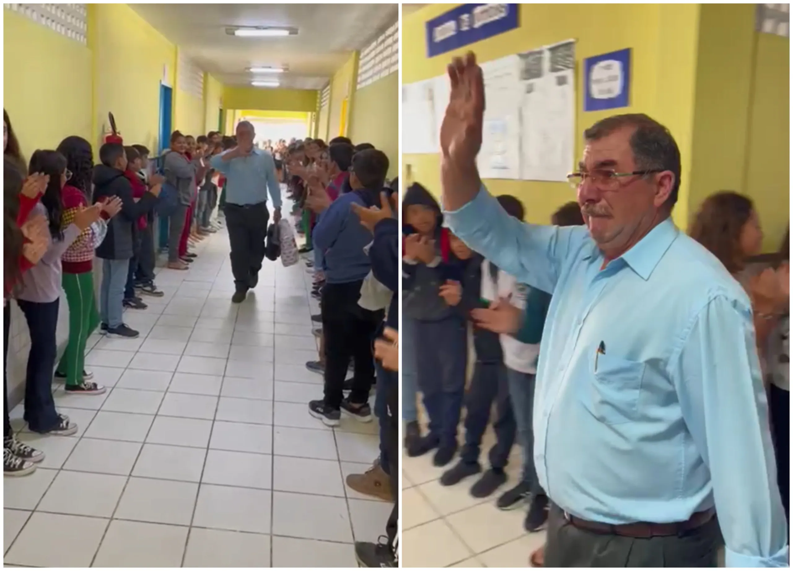 Emoção: professor do ES é aplaudido por alunos em "corredor humano" ao se aposentar