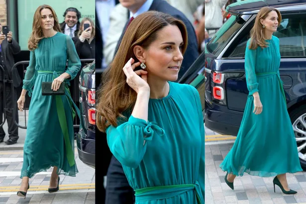 Kate Middleton encanta com vestido de mais de R$ 4 mil durante evento com príncipe William