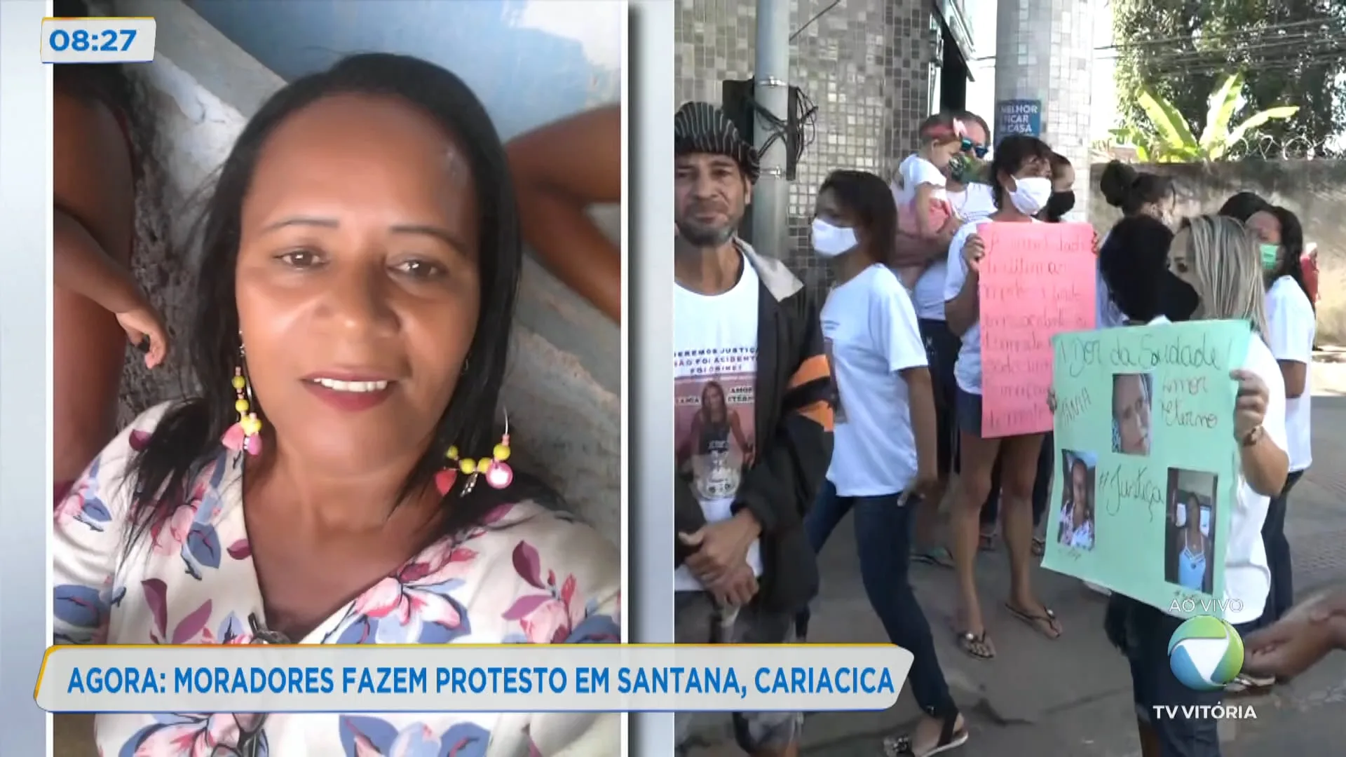 Moradores fazem protesto em Santana, Cariacica