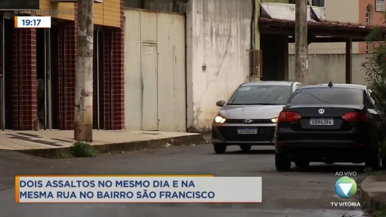 Dois assaltos no mesmo dia e na mesma rua no bairro São Francisco, Cariacica