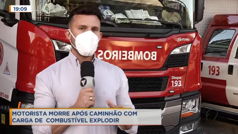 Caminhão de combustível pega fogo e mata motorista