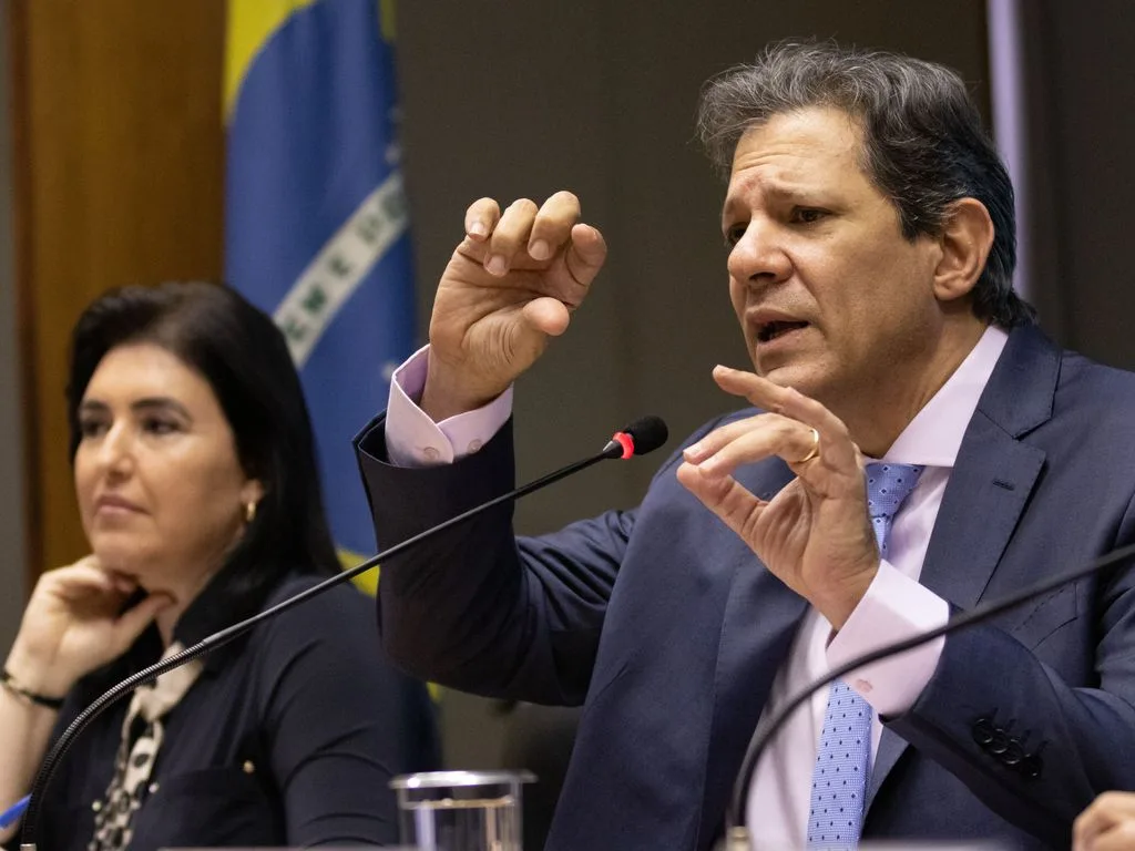 Brasília (DF) 30/03/2023 Os ministros da Fazenda, Fernando Haddad e do Planejamento, Simone Tebet, durante coletiva sobre a nova regra fiscal. Foto: José Cruz/ Agência Brasil