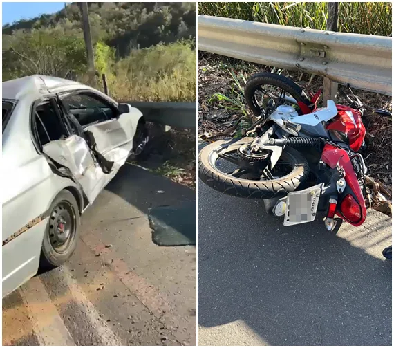 VÍDEO | Mulher morre em acidente entre carro e moto em Aracruz