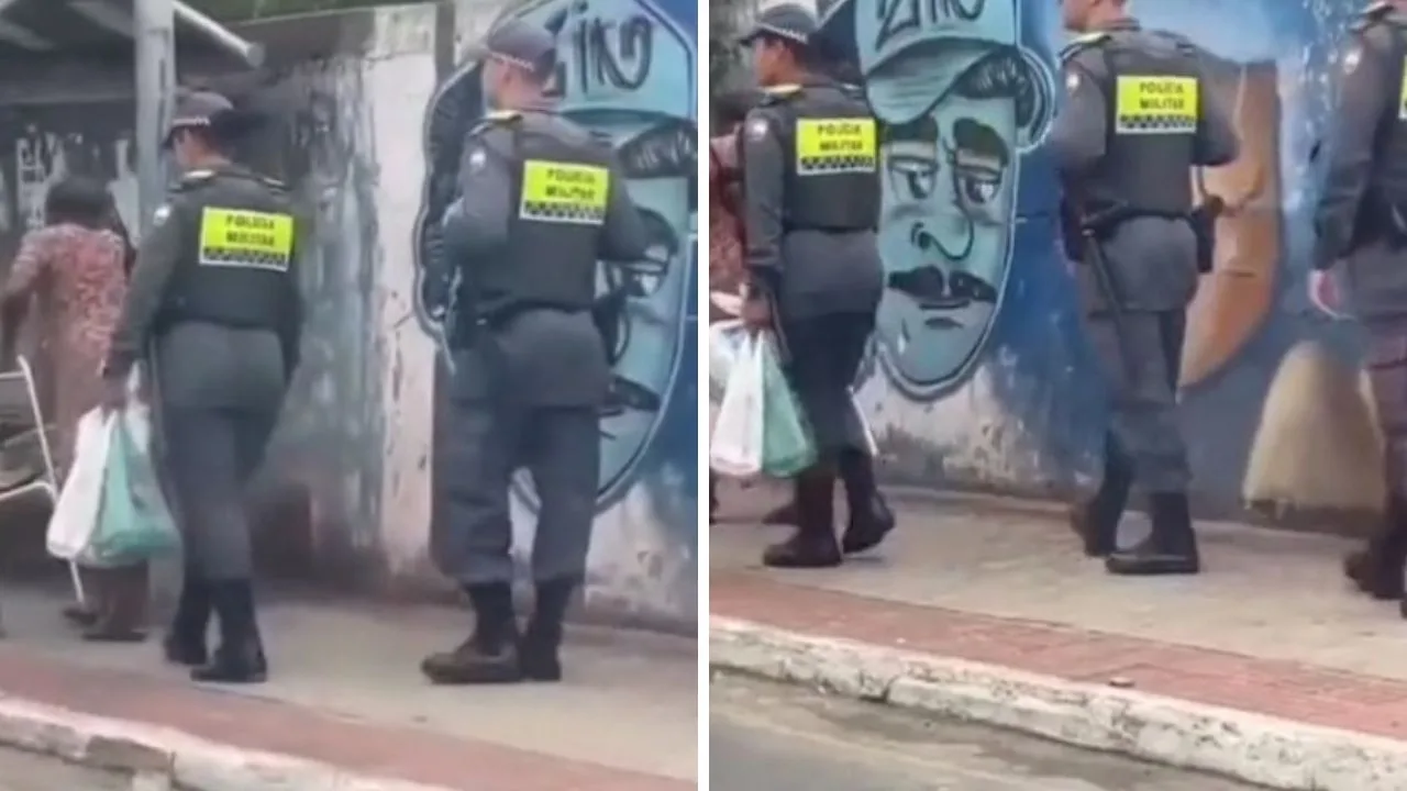 Policiais do ES ajudam idosa a carregar compras e vídeo viraliza