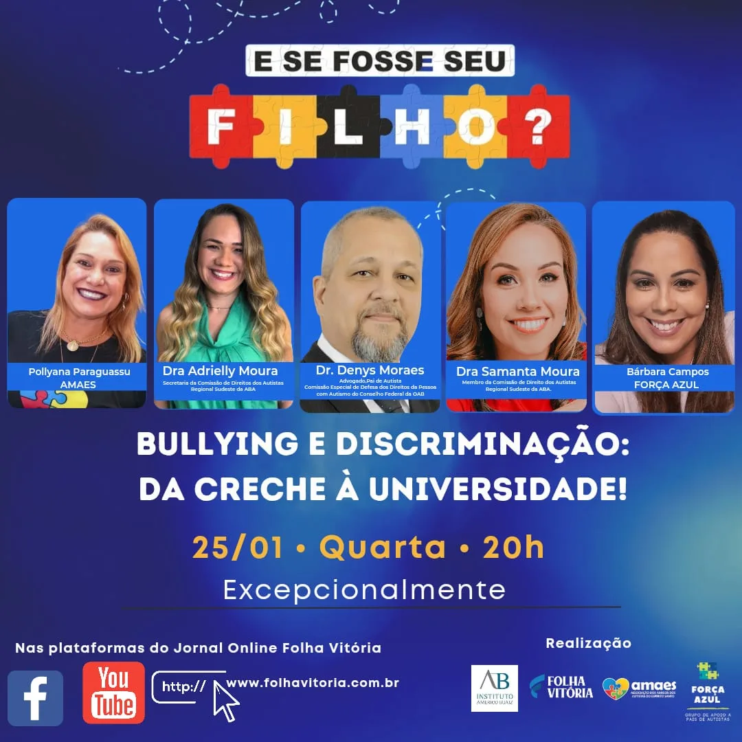 "E se fosse seu filho?": live vai falar sobre bullying e discriminação da creche à universidade